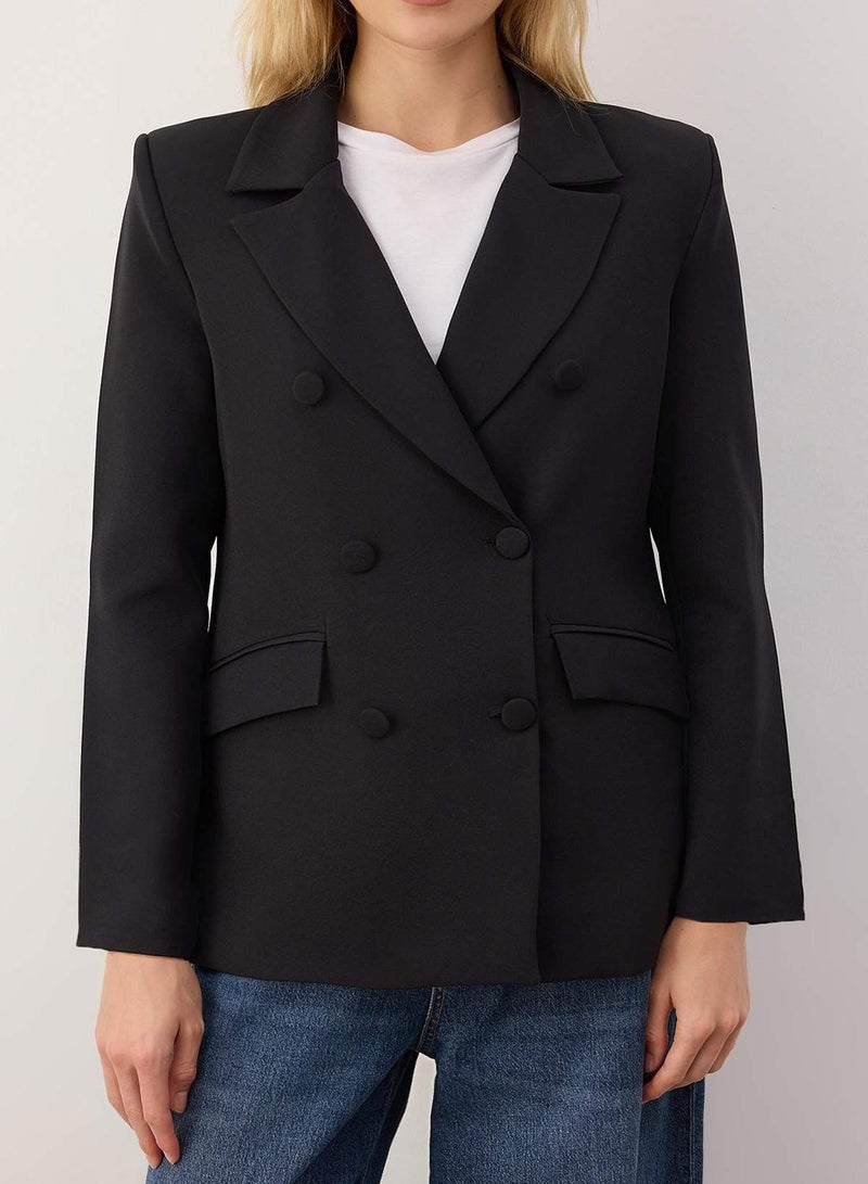 trendyol Black Regular Lined Woven Blazer Jacket - Image 3