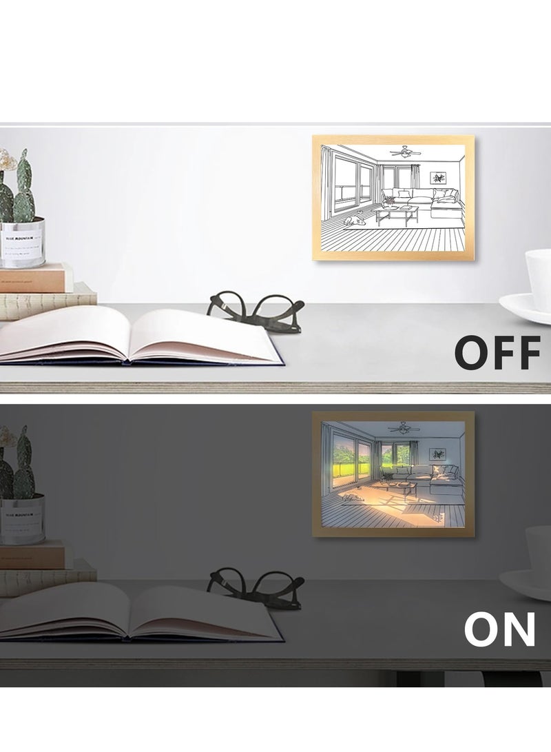 SOLARAE Lighting Painting Decoration,3 Colors led Lights Painting Wall Decor, LED Illuminated Painting,Glowing Photo,USB Acrylic Light Painting for Living Room Wall Art Decoration,9.3x7.3 inch (Dog) - Image 2