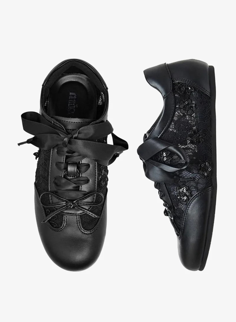 MISSY BLACK Women Lace-Up Ankle Sneakers for Women | Best Price UAE