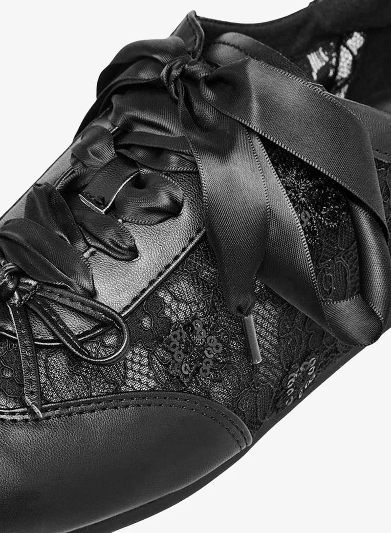 MISSY BLACK Women Lace-Up Ankle Sneakers for Women | Best Price UAE