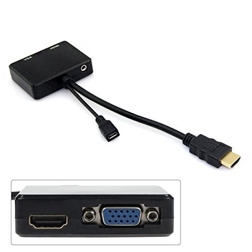 Cablecc HDMI to VGA & HDMI Female Splitter with Audio Video Cable Converter Adapter for HDTV PC Monitor - Image 4