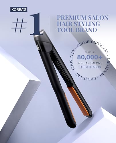 GLAMPALM Hair Straightener 1" Ceramic Flat Iron Infused with Vita C, Korea's No.1 Professional Salon Tool with 3D Swivel Cord & Dual Voltage,11 Heat Settings(220°–450°), 25s Fast Heat-Up (GP201) - Image 3