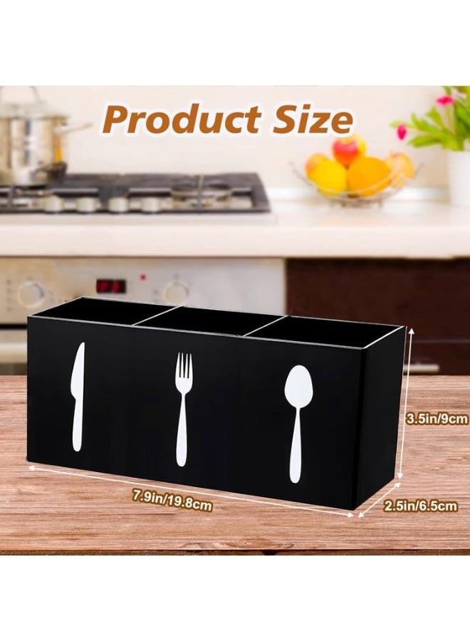 SLASA 2 Pcs Acrylic Cutlery Storage Organizer Bin – Silverware Utensil Holder Caddy with 3 Sections for Knife Spoon Fork – Kitchen Cabinet Flatware Storage Box for Dining Room and Party - Image 5