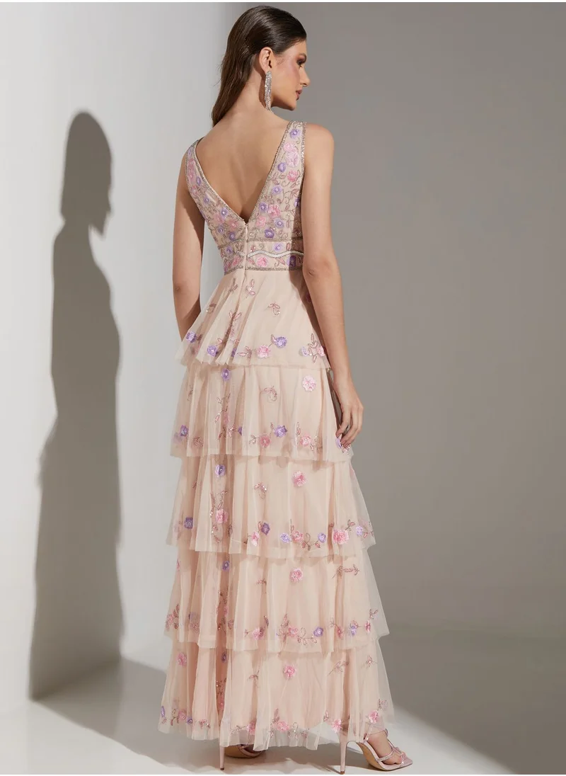 Namshi x Youmna V Neck Layered Dress