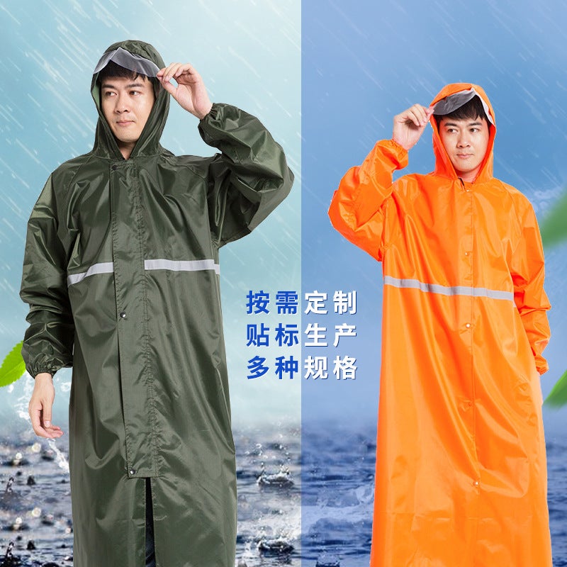 Long One-Piece Outdoor Raincoat Adult Fashion Raincoat Electric Bicycle Raincoat Long Body Reflective - Image 2