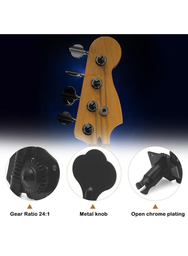 MAXCHEER 4R Opened Electric Bass Guitar Tuning Pegs Machine Heads Tuners for Bass for Jazz Precision P Bass Replacement (Black) - Image 3