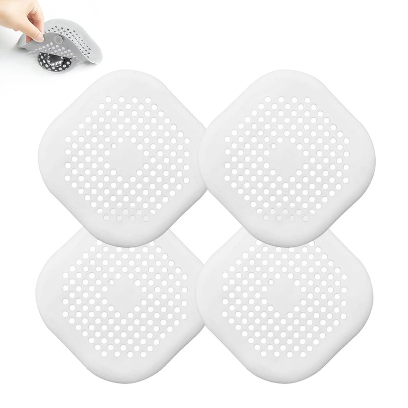 4 Pieces Drain Covers Hair Stopper for Shower Drain Bathtub Stopper Home Drain Protectors with Sucker Water Trap Sink Cover for Bathroom Bathtub and Kitchen 2 White2 White