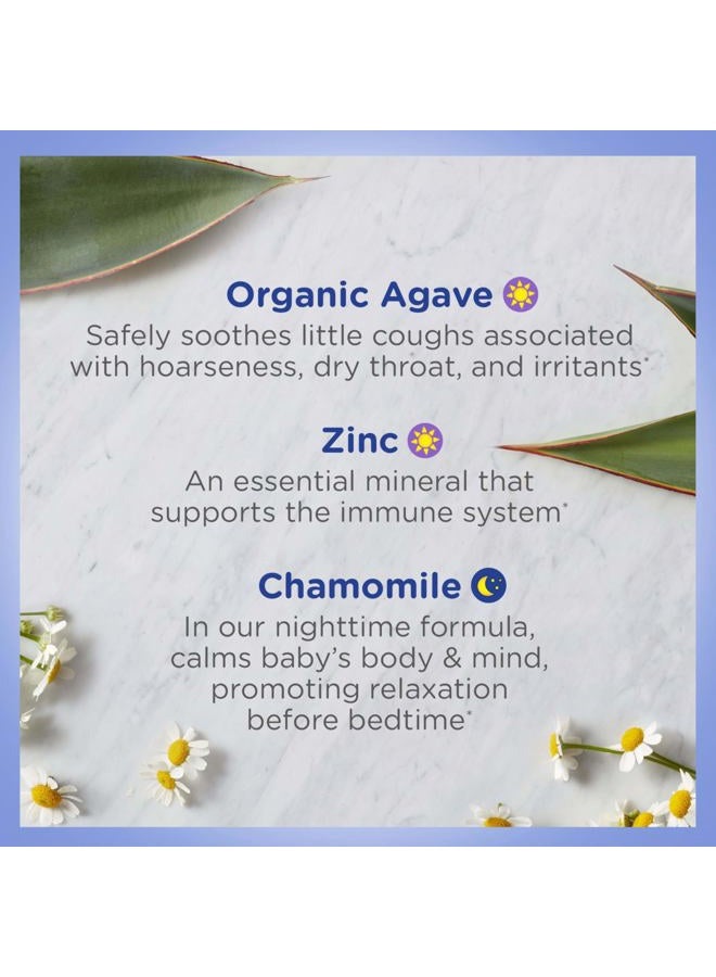 Zarbee's Baby Day & Night Cough Medicine & Syrup Value Pack with Organic Agave + Zinc for Immune Support, Natural Grape Daytime & Chamomile Nighttime, Baby Cough Medicine, 2 x 2 fl oz - Image 2