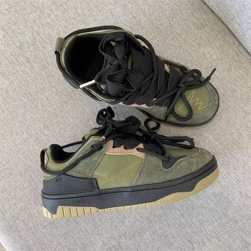 Mint Mambo Black Sports Casual Sneakers for Men and Women, Versatile Ulzzang High-Looking Student Thick-Soled Couple Shoes - Image 4