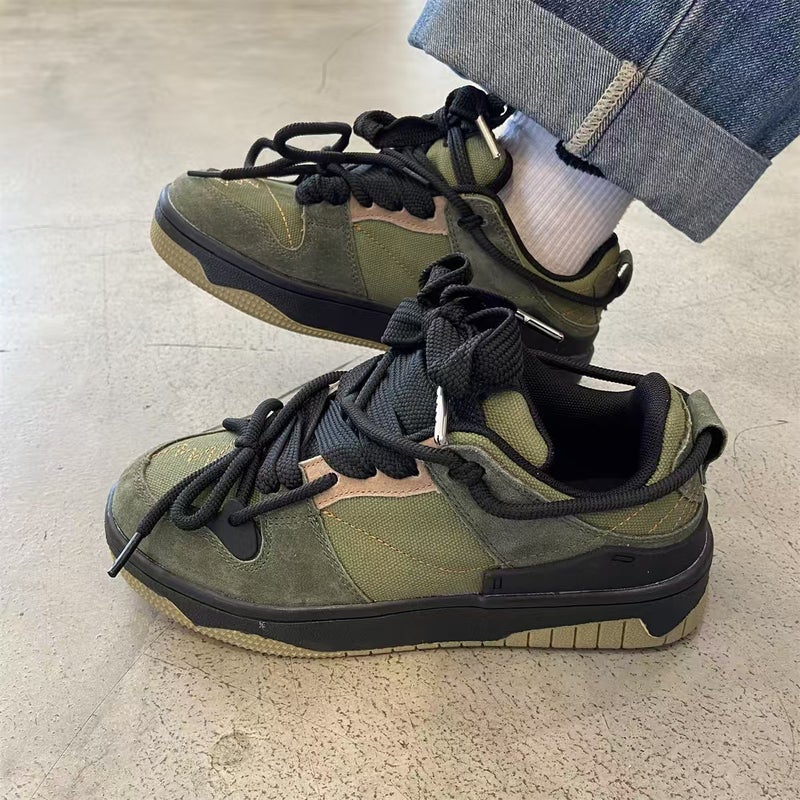 Mint Mambo Black Sports Casual Sneakers for Men and Women, Versatile Ulzzang High-Looking Student Thick-Soled Couple Shoes - Image 5