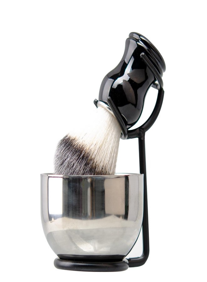 Grandslam 3 in 1 Shaving Brush Set - Stainless Steel Bowl and Stand Kit for Men, Black - Image 1