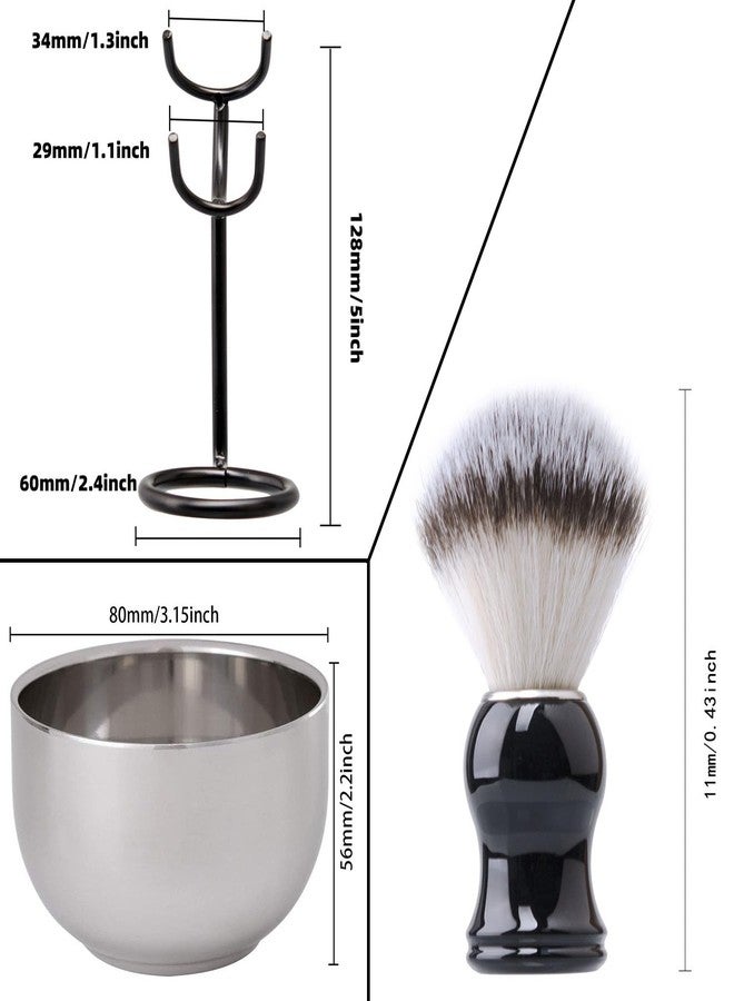 Grandslam 3 in 1 Shaving Brush Set - Stainless Steel Bowl and Stand Kit for Men, Black - Image 5