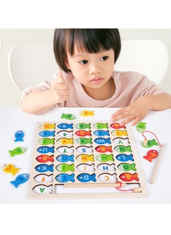 Generic Wooden Magnetic Fishing Game for Toddlers Montessori Fine Motor Skills Toy with Letters and Numbers Preschool Classroom Learning  - Image 1