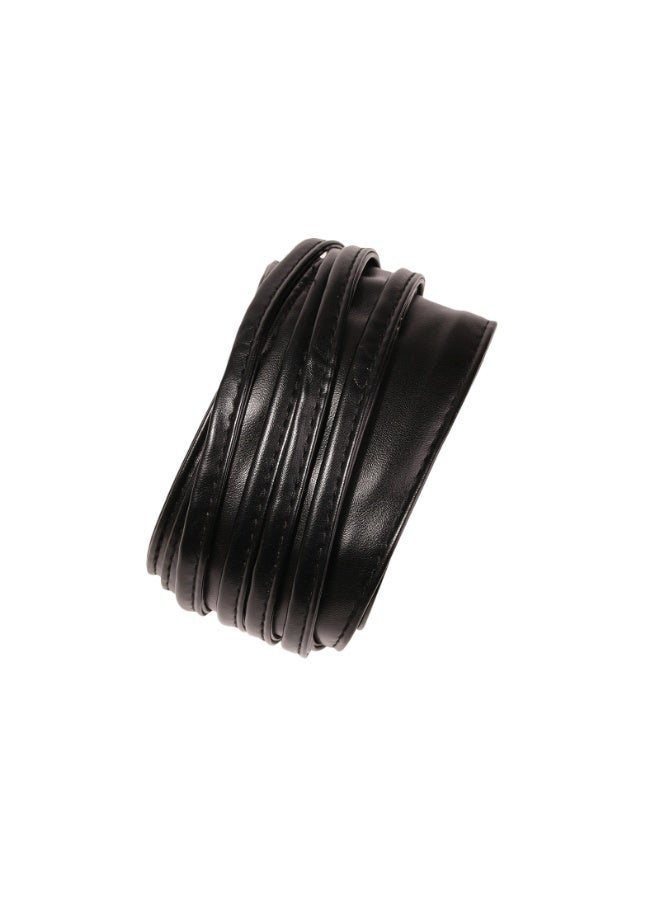 Women's girdle Bow Leather belt Extra long streamer Wide waist wrap all over the girdle（Black） - Image 2