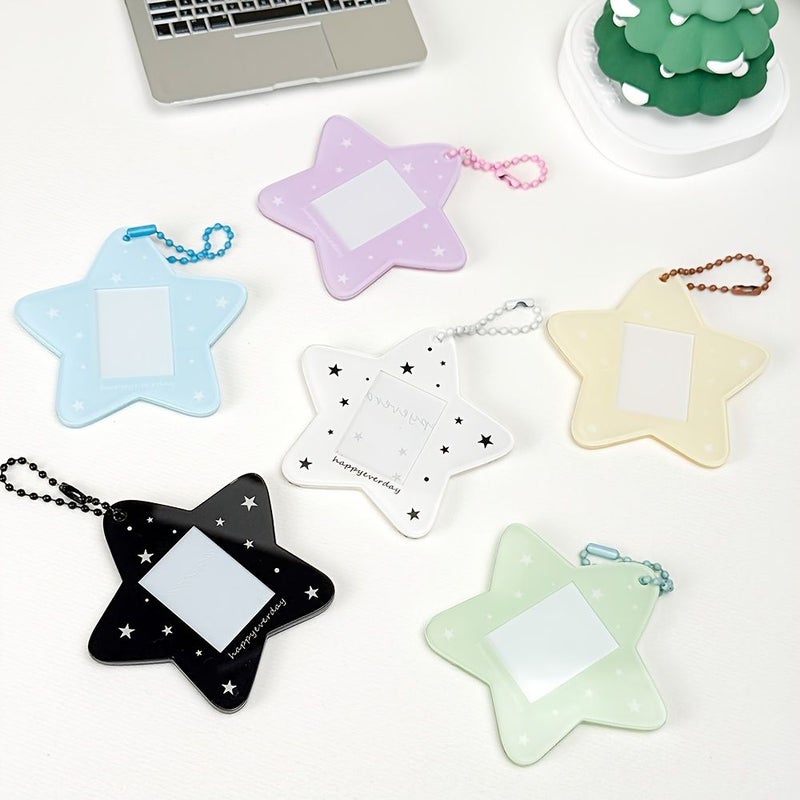Yellow Acrylic Photo Holder Star Card Case for Photos Backpack Decoration - Image 2
