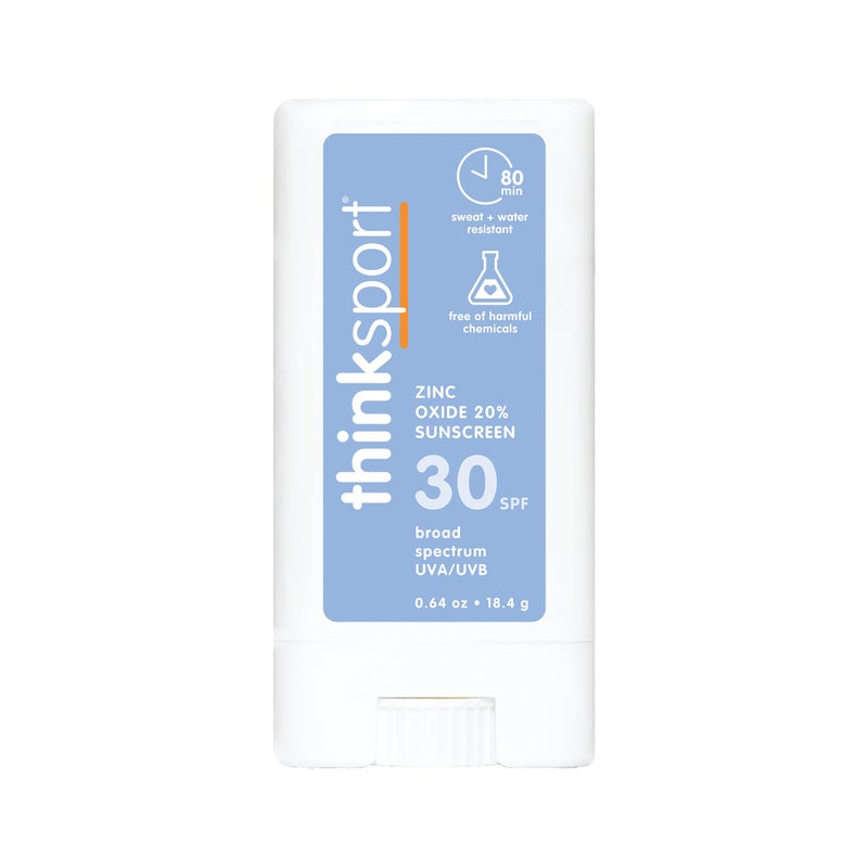 Thinksport SPF 30 Sport Sunscreen Stick with Zinc Oxide, 0.64 oz â€“ Safe, Natural, Water Resistant Sunscreen Stick â€“ Mineral UVA/UVB Sun Protection â€“ Reef Safe Sunscreen - Image 1