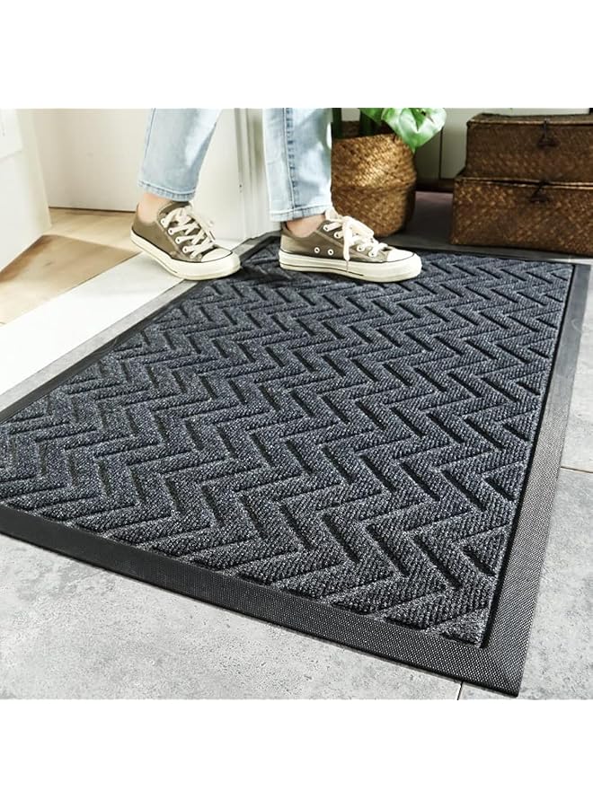 The Bros Ultra Absorbent Moisture Guard Doormat, Indoor Door Mat Outdoor Front Entrance Doormat, Durable for Entrance,High Traffic Area [75 * 45CM] [Black] - Image 1