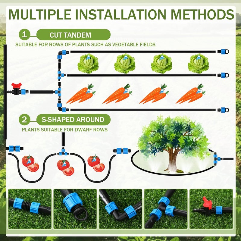 Tondiamo Tondiamo 500 ft 58 Inch Drip Tape Irrigation Tubing Kit 8 Mil 6 Spacing Hose Garden Landscape Irrigation System Automatic Equipment for Farms - Image 4