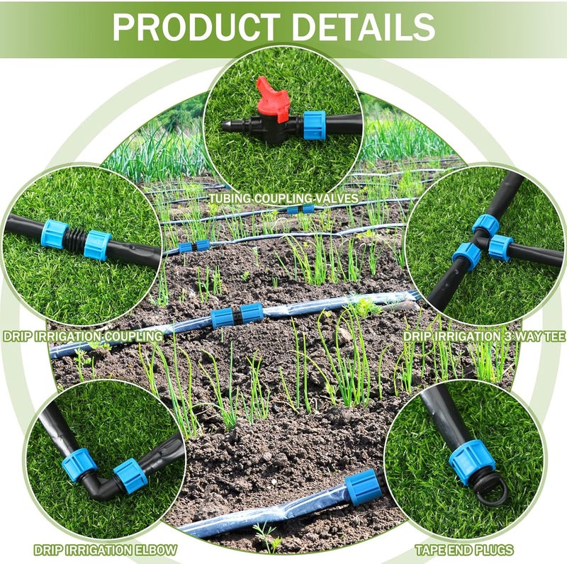 Tondiamo Tondiamo 500 ft 58 Inch Drip Tape Irrigation Tubing Kit 8 Mil 6 Spacing Hose Garden Landscape Irrigation System Automatic Equipment for Farms - Image 5