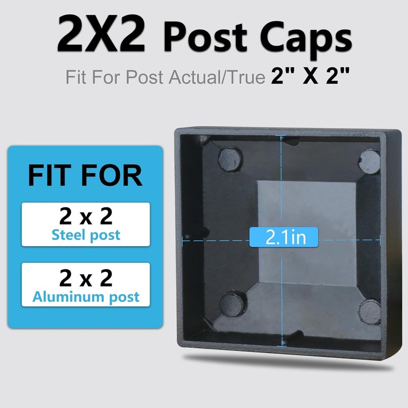 INDECKMO 2x2 Aluminum Pyramid Caps - Fits 2" x 2" Metal Posts, Black Matte Covers for Fence, Deck Railing, and Mailbox (6 Pack) - Image 2