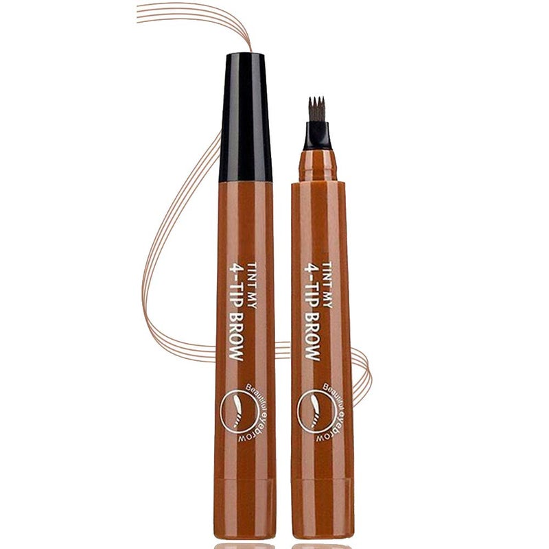 QUEMISS Eyebrow Pen Microblading 4 Fork Tip Eyebrow Pencil Creates Lasting MakeUp Professional Natural Brow Pen Cover Sparse Areas Daily Waterproof 3D Brow Pencil (01#Light Brown) - Image 1