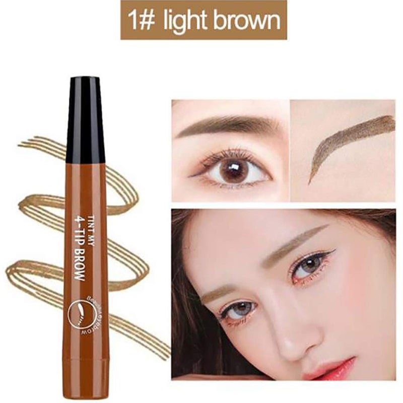 QUEMISS Eyebrow Pen Microblading 4 Fork Tip Eyebrow Pencil Creates Lasting MakeUp Professional Natural Brow Pen Cover Sparse Areas Daily Waterproof 3D Brow Pencil (01#Light Brown) - Image 4