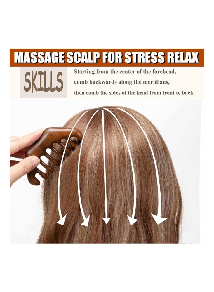 Bezzimo Handheld Head Massage Comb, Massage Comb Loc Comb for Sisterlocks Wooden Scalp Massager for Women and Man Head Massager Scalp Gua Sha Comb Wooden Comb Sandalwood Comb Gift - Image 4