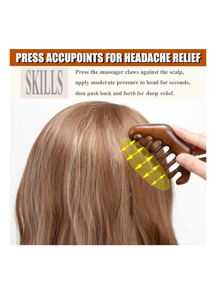 Bezzimo Handheld Head Massage Comb, Massage Comb Loc Comb for Sisterlocks Wooden Scalp Massager for Women and Man Head Massager Scalp Gua Sha Comb Wooden Comb Sandalwood Comb Gift - Image 5
