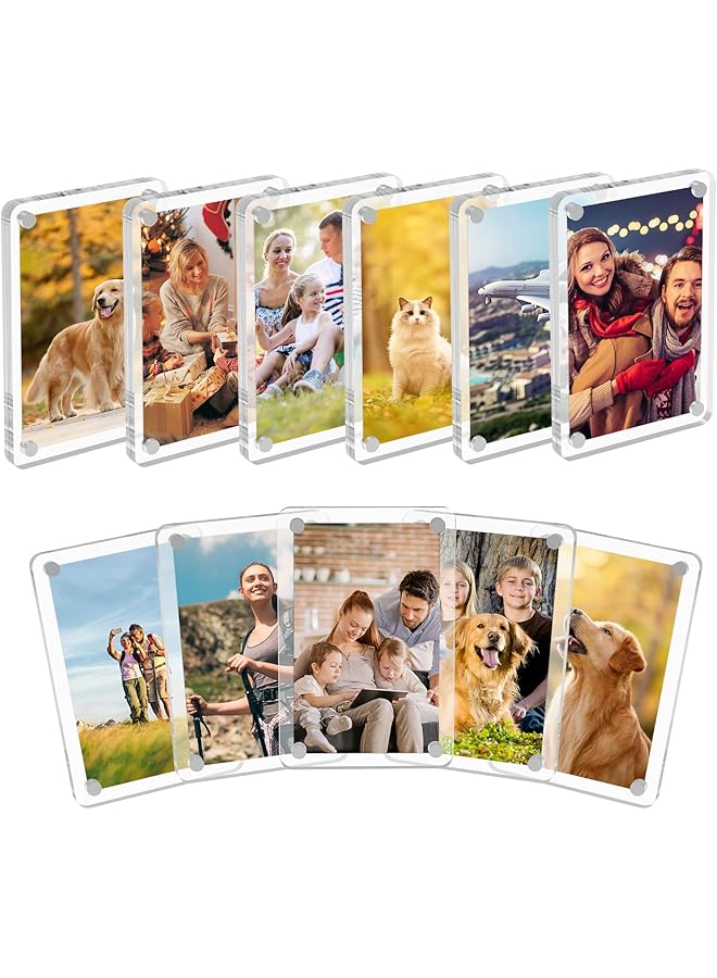 The Bros 12 Pack Magnetic Picture Frames for Refrigerator, Acrylic Fridge Photo Frame Mini Polaroid Picture Frames Clear Double Sided Magnet Instax Frame for Fujifilm 2.36"x3.54" - Image 1