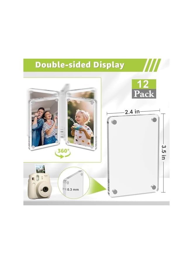 The Bros 12 Pack Magnetic Picture Frames for Refrigerator, Acrylic Fridge Photo Frame Mini Polaroid Picture Frames Clear Double Sided Magnet Instax Frame for Fujifilm 2.36"x3.54" - Image 4