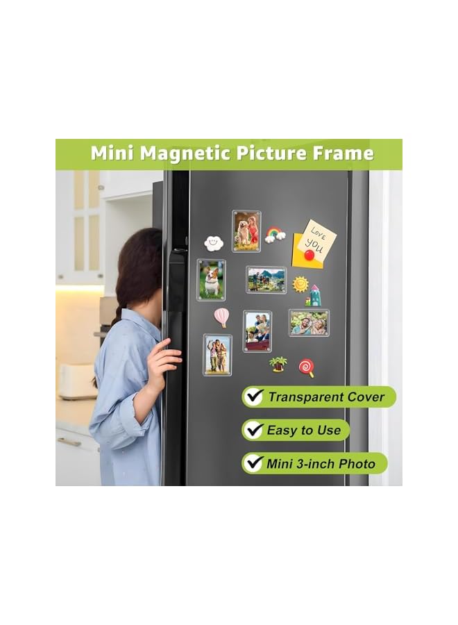 The Bros 12 Pack Magnetic Picture Frames for Refrigerator, Acrylic Fridge Photo Frame Mini Polaroid Picture Frames Clear Double Sided Magnet Instax Frame for Fujifilm 2.36"x3.54" - Image 3