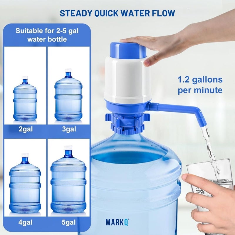 MARKQ Manual Water Bottle Pump | Portable Hand Press Drinking Water Dispenser | Easy-to-Use Pump for Universal 2–5 Gallon Bottles (Pack of 1) - Image 3