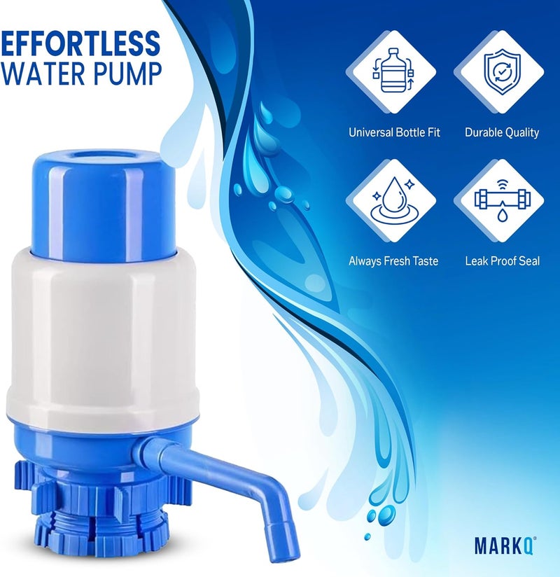 MARKQ Manual Water Bottle Pump | Portable Hand Press Drinking Water Dispenser | Easy-to-Use Pump for Universal 2–5 Gallon Bottles (Pack of 1) - Image 2