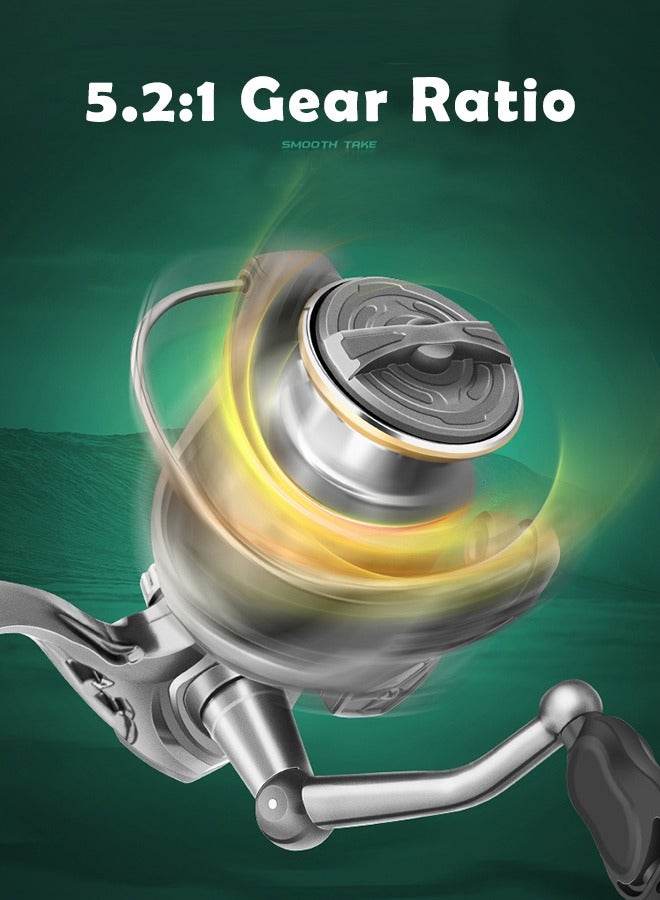 بكرات صيد دوارة، تحمل أقصى يصل إلى 12 كجم، نسبة تروس 5.2:1، فائقة النعومة وقوية، بكرة ألومنيوم CNC، 13+1 BB خفيفة الوزن - Image 5