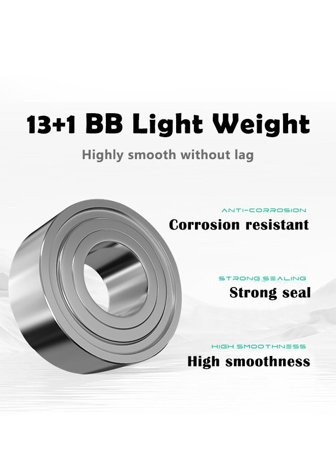 بكرات صيد دوارة، تحمل أقصى يصل إلى 12 كجم، نسبة تروس 5.2:1، فائقة النعومة وقوية، بكرة ألومنيوم CNC، 13+1 BB خفيفة الوزن - Image 4