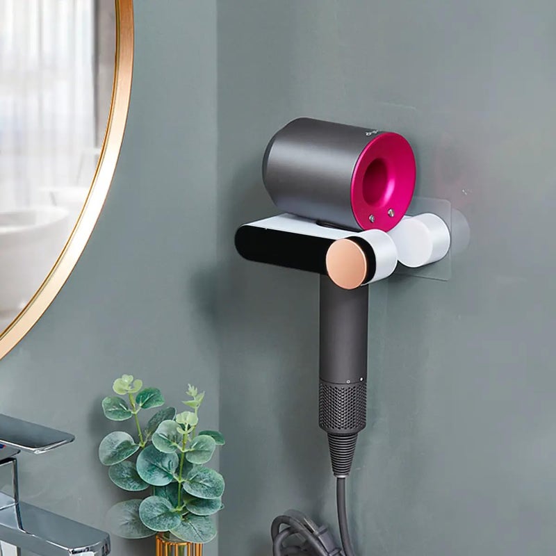 FYCAN Hair Dryer Stand Holder Wall Mounted Hair Care Tools Holder Self Adhesive Compatible for Hair Dryer Holder Cute Hairdryer Storage Organizer and Modern Blowdryer ABS Plastic Grey1 - Image 3