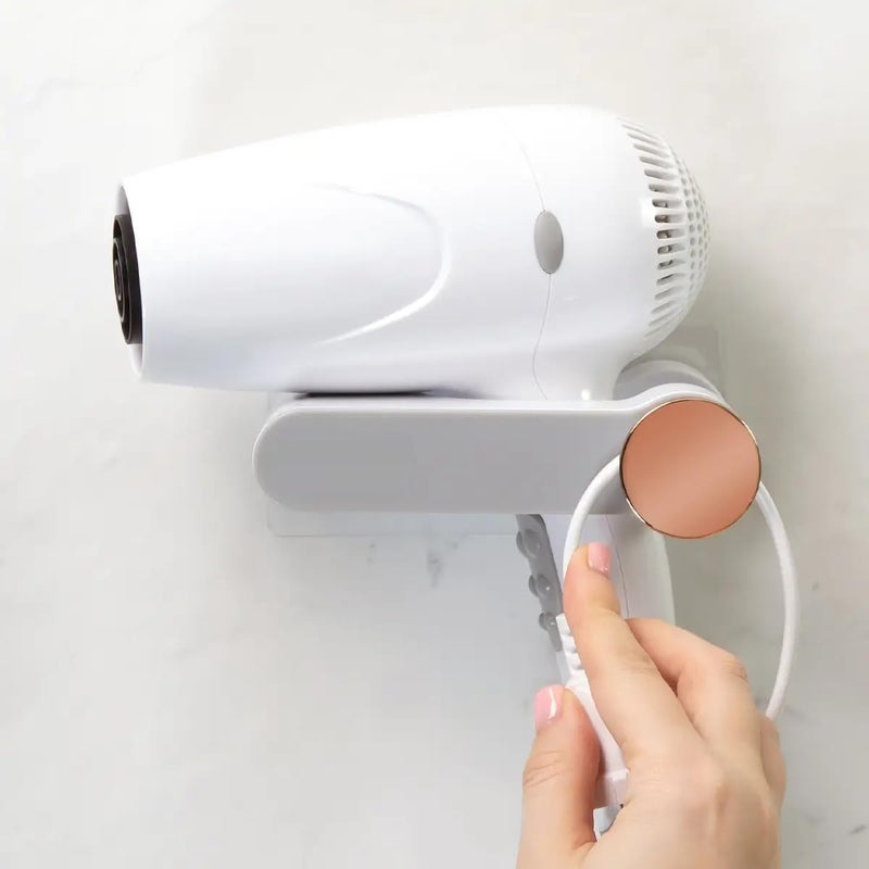 FYCAN Hair Dryer Stand Holder Wall Mounted Hair Care Tools Holder Self Adhesive Compatible for Hair Dryer Holder Cute Hairdryer Storage Organizer and Modern Blowdryer ABS Plastic Grey1 - Image 4