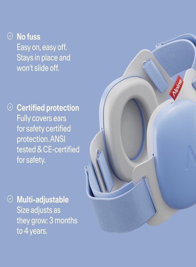 ALPINE HEARING PROTECTION ألباين مافي راحة الأطفال - يحمي السمع للأطفال والرضع - معتمد من CE و ANSI - حزام رأس فريد لملاءمة وآمان مريح - قابل للتعديل ليتناسب مع الأعمار من 3-48 شهرًا - تقليل الصوت بمقدار 24 ديسيبل، أزرق - Image 3
