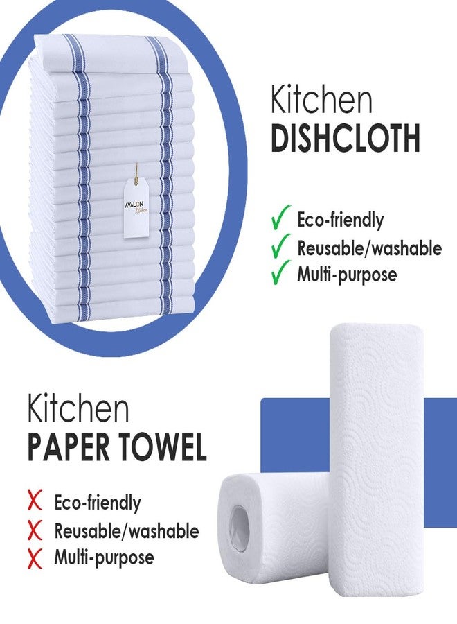 Avalon Kitchen Dish Towels Set (Value Pack of 15) Size 15x25 Inch, 100% Cotton Soft & Absorbent Kitchen Towels, Tea Towels, Reusable Cleaning Cloths for Household Cleaning (Blue) - Image 2