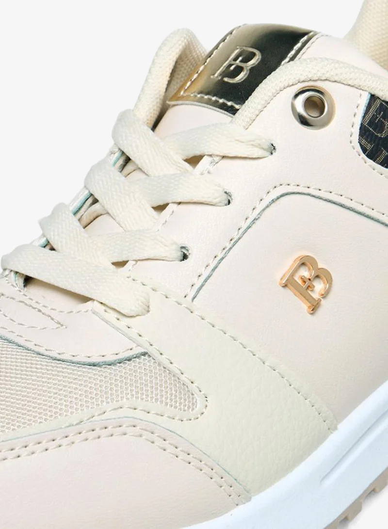 Flora Bella By Shoexpress BEIGE Flora Bella Monogram Print Lace-Up Sneakers With Pull Tab for Women | Best Price UAE