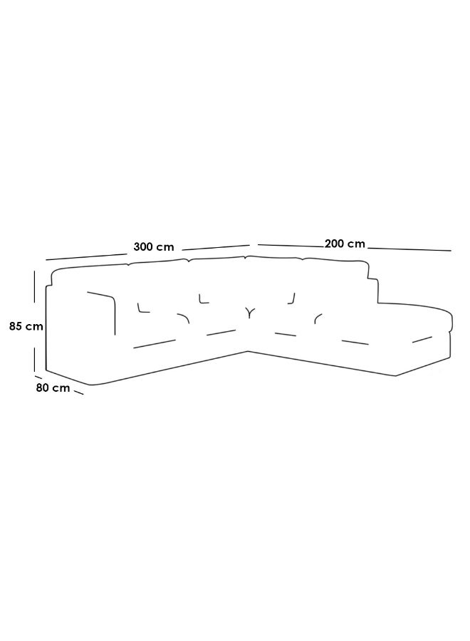 مردود السعودية كنبة زاوية رُكنة على شكل حرف L مصنوعة من خشب سويدي وقماش مخمل مع تنجيد مريح - بيج - SARHO20 - Image 2