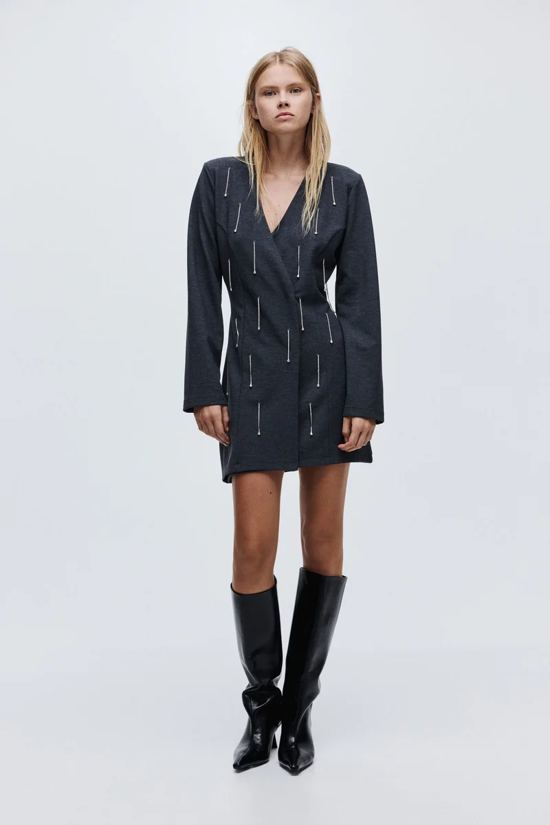 اتش اند ام فستان مزخرف بأحجار الرايون