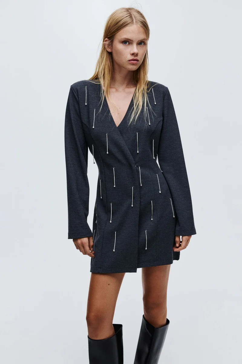 اتش اند ام فستان مزخرف بأحجار الرايون