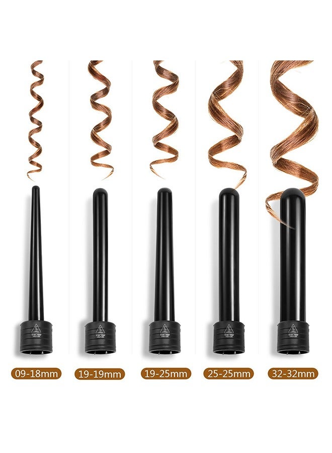 Yolu 5 in 1 Curling Iron Wand Set With Adjustable Temperature Ceramic Barrels and Heat Protective Glove  - Image 3