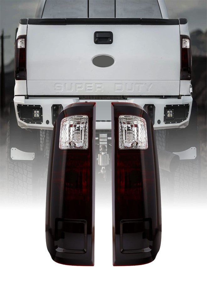 USR UNIQUE STYLE RACING USR DEPO 08-16 Super Duty Dark Cherry Red Smoke Rear Tail Lights (Left + Right) Compatible with 2008-2016 Ford Super Duty F250 F350 F450 (Dark Cherry Red Lens, Plug and Play, 2 PC Set) - Image 1