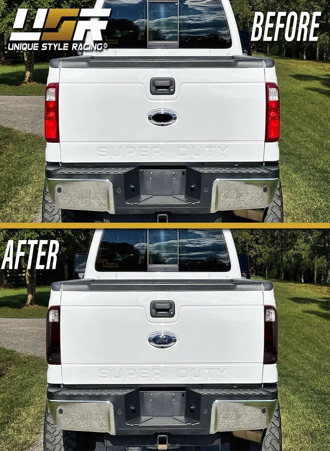 USR UNIQUE STYLE RACING USR DEPO 08-16 Super Duty Dark Cherry Red Smoke Rear Tail Lights (Left + Right) Compatible with 2008-2016 Ford Super Duty F250 F350 F450 (Dark Cherry Red Lens, Plug and Play, 2 PC Set) - Image 2