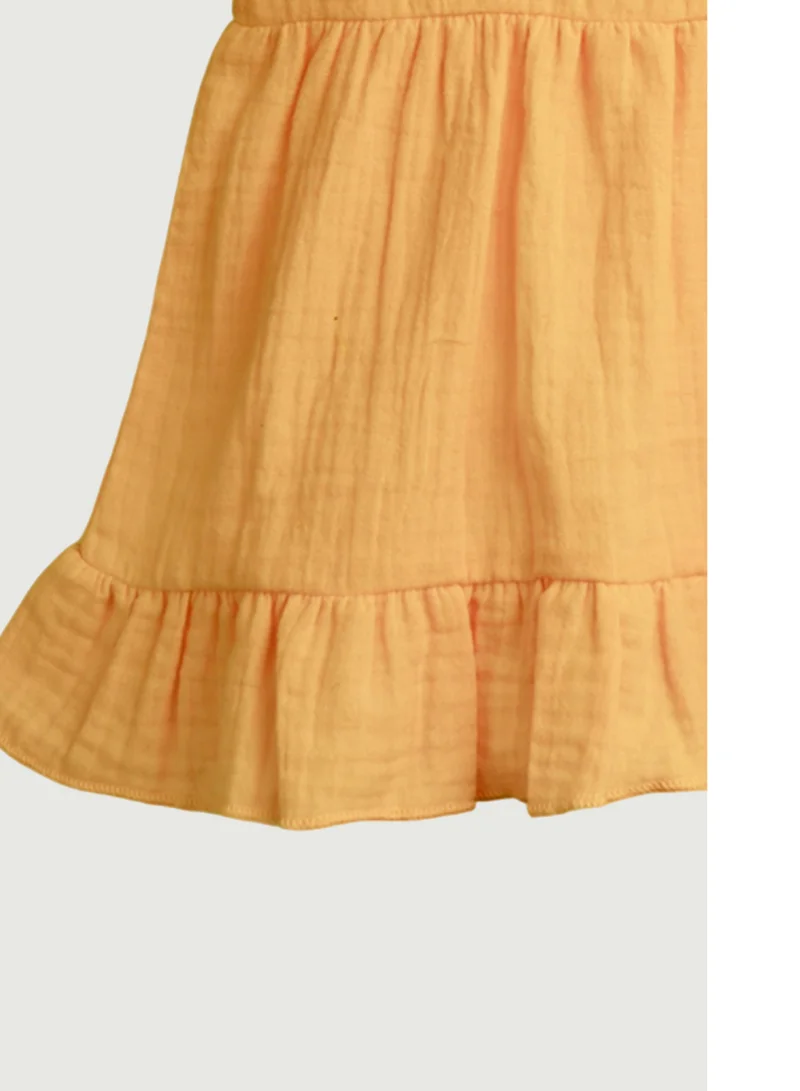 Luay Yellow LUAY 100% Linen Mustard Baby Frock, with Frills, Dress for Baby Girls, Cute and Trendy Summer Dress for Babies. for Women | Best Price UAE