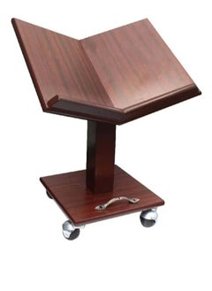 Generic A movable wooden Qur’an stand and holder with wheels, brown, size 45 cm 
