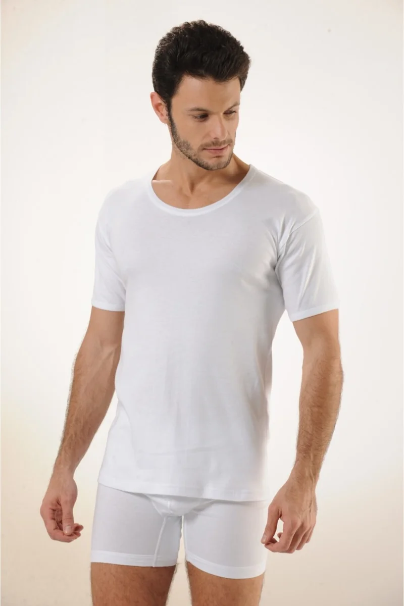 HMD 504 6-Piece Rib 100% Cotton Crew Neck Men's Athlete - White