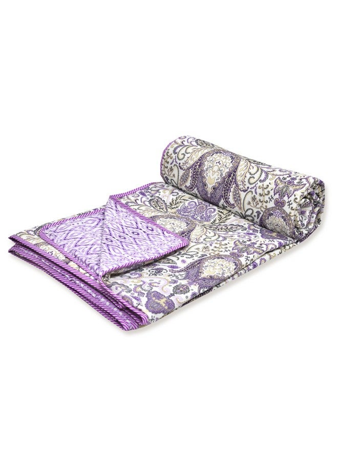 Tzafrir Cotton Dohar Double Bed King Size, 100% Cotton, Reversible, Comforter Reversible, Duvet, Chadar 84" x96 Floral, Purple - Image 2